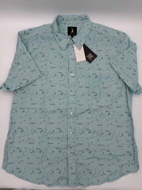 NWT Jack + Sage Calm Waters Camp Shirt Men’s XL Gorpcore Topo Print Blue Aqua